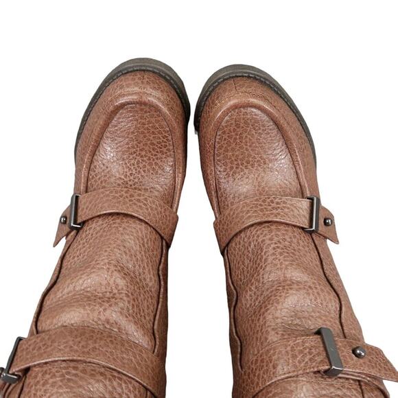 Luxury Rebel Shoes Womens 37 Boots Penelope Knee High Heel Leather Fold Over Fur - Picture 8 of 16